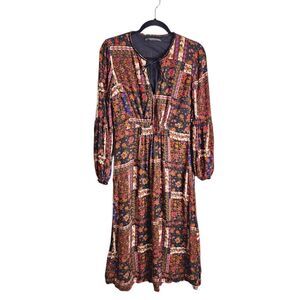 Zara Trafaluc midi dress floral patchwork Boho Bohemian Cottagecore M